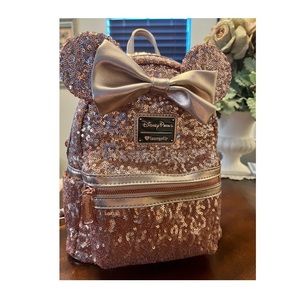 Disney Loungefly Rose Gold Sequin Backpack